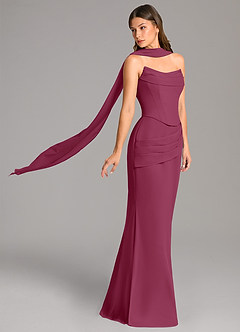 Azazie Sorrel Bridesmaid Dresses Mulberry Mermaid Corset Chiffon Dress image3