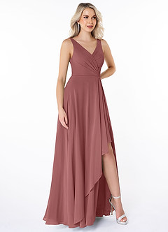 Azazie Calvi Abiti da Damigella Abito A-Line in Chiffon Increspato Ametista image3