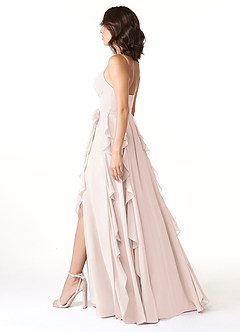 Azazie Peyton Bridesmaid Dresses Rose Petal A-Line Ruched Chiffon Dress image4