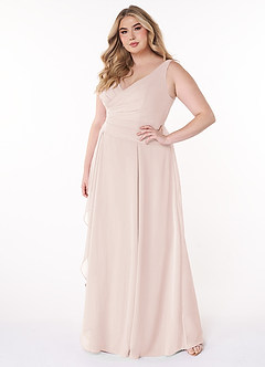 Azazie Kori Bridesmaid Dresses Rose Petal A-Line Pleated Chiffon Dress image8