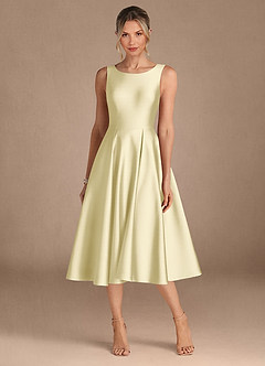 Azazie Fulton Mère de la mariée Robes Robe Trapèze en Satin extensible Plissée Sorbet Citron image5