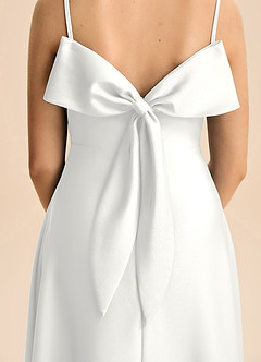 Azazie Isolde Junior White A-Line Pleated Stretch Satin Dress image5