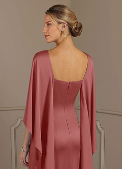 Azazie Eli Mère de la mariée Robes Robe Fourreau en Satin extensible Col de bateau Antique Rose image6