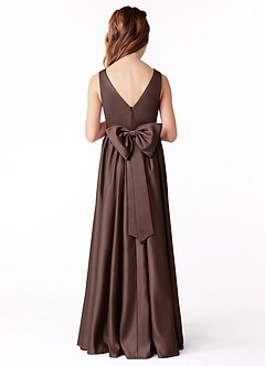 Azazie Hathaway Junior Ganache A-Line Bow Stretch Satin Dress image2