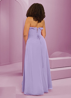 Barbie ♥ Azazie Robes de demoiselle d'honneur Robe Trapèze en Mousseline de soie Encolure en Forme de Cœur Lilas image13