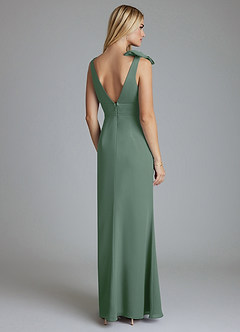 Azazie Taro Final Sale Eucalyptus Sheath Bow Chiffon Dress image2
