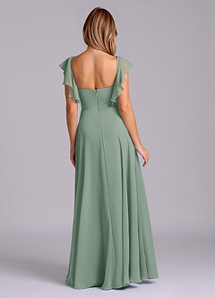 Azazie Leilani Bridesmaid Dresses Silver Sage A-Line Pleated Chiffon Dress image2