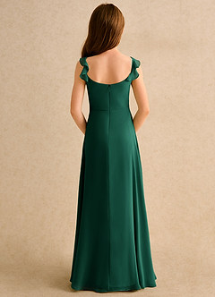 Azazie Puppy Girls Formal Robe Demoiselle D'honneur Fillette Robe Trapèze en Mousseline de soie Plissée émeraude image2