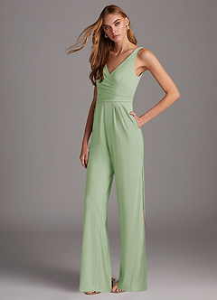 Azazie Ida Brudtärnklänningar Jumpsuit av i Stretch chiffong Plisserad image1