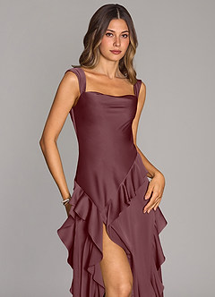 Azazie Sloane Bridesmaid Dresses Sangria A-Line Sweetheart Neckline Stretch Satin Dress image5