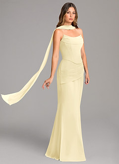Azazie Sorrel Bridesmaid Dresses Lemon Sorbet Mermaid Corset Chiffon Dress image4