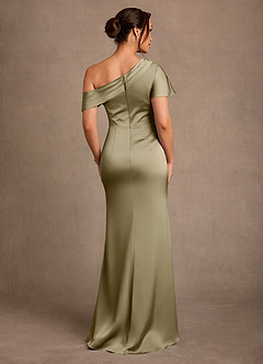 Azazie Rutha Mother of the Bride Dresses Moss Green Sheath One Shoulder Stretch Satin Dress image2
