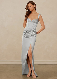 Christian Siriano Bridal for Azazie 1017 Brautjungfernkleider Etui Herzausschnitt Stretch-Satin Kleid Silber image3