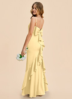 Azazie Lioren Junior Butter Sheath Bow Stretch Satin Dress image3