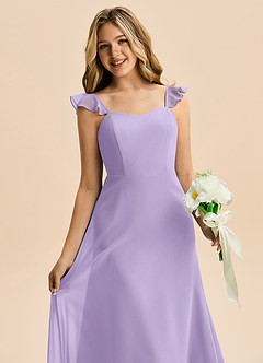 Azazie Mavie Junior Abito A-Line in Chiffon Increspato Lilla image5