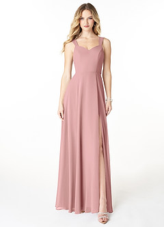 Azazie Julie Bridesmaid Dresses Dusty Rose A-Line Sweetheart Neckline Chiffon Dress image1
