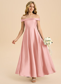Azazie Sissy Junior Klänning av A-Line i Stretch Satin Off the shoulder image1