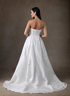 Azazie Desiree Vestidos de novia Vestido de Diamante Blanco de Jacquard Floral de Corte Princesa con Sin tirantes image2