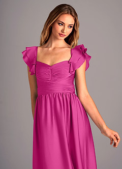 Azazie Anaya Bridesmaid Dresses Fuchsia A-Line Sweetheart Neckline Stretch Satin Convertible Dress image6