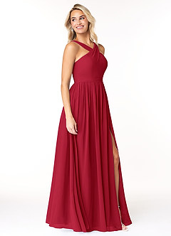 Azazie Elvira Bridesmaid Dresses Scarlet A-Line Pleated Chiffon Dress image4