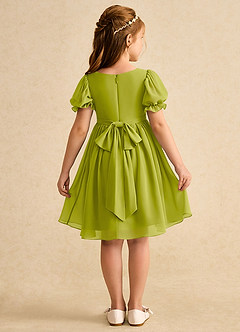 Azazie Jolie Flower Girl Dresses Lemongrass A-Line with Sleeves Chiffon Dress image2