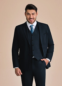 front James Navy Blue Structured Stretch Suit Jacket