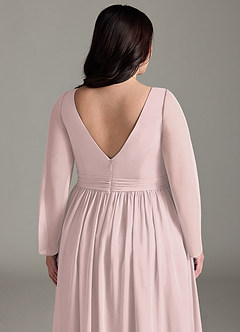 Azazie Teton Maternity Bridesmaid Dresses A-Line Long Sleeve Chiffon Floor-Length Dress image13