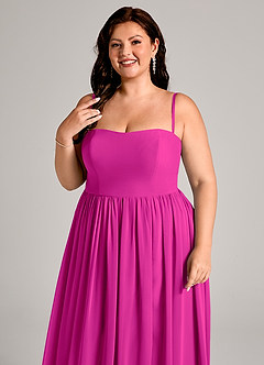 Azazie Calianna Bridesmaid Dresses Fuchsia A-Line Off the Shoulder Chiffon Convertible Dress image11
