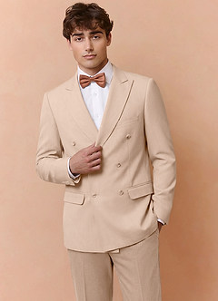 front Collins Bronceado Chaqueta cruzada de mezcla de lana