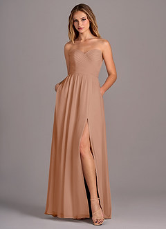 Azazie Joni Bridesmaid Dresses Champagne Rose A-Line Strapless Chiffon Convertible Dress image6