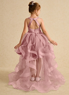 Azazie Julietta Robe Demoiselle D'honneur Fillette Robe Princesse en Tulle Convertible Rose Poussiéreuse image1