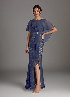 Azazie Lemus Mother of the Bride Dresses Stormy Taupe Sheath Sequins Chiffon Dress image1
