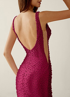 Roxana Burgundy V-neck Hot Rhinestones Corset Prom Dress image6