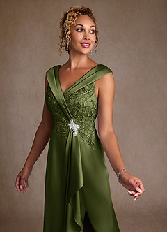 Azazie Santa Monica 신부의 어머니 드레스 A라인 레이스 플로어 길이 드레스 image5