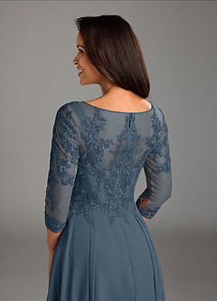 Azazie Marge Brudens mor kjoler A-Line Scoop Blonde Chiffon Te-længde Kjole image4
