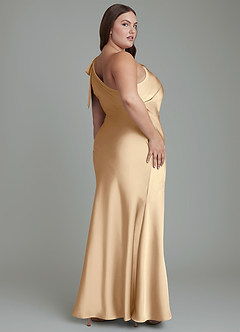 Azazie Yuanna Jurken voor bruidsmeisjes Jurk van Stretch Satijn met Zeemeermin One-shoulder Champagne image2