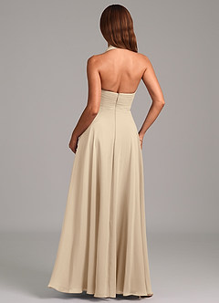 Azazie Elizabeth Bridesmaid Dresses Champagne A-Line Pleated Chiffon Dress image2