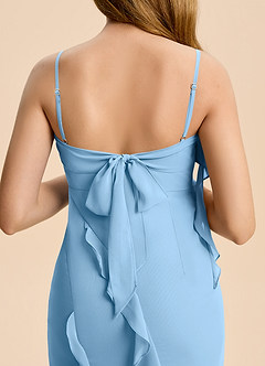 Azazie Phoebe Junior Steel Blue Sheath Ruched Chiffon Dress image6