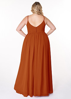 Azazie Rayna Bridesmaid Dresses Paprika A-Line V-Neck Pleated Chiffon Dress image8