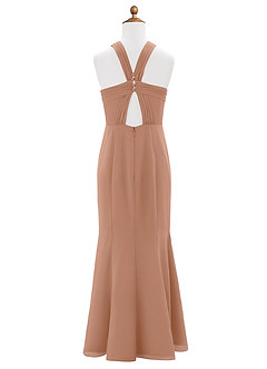 Azazie Rue Junior Robe Sirène en Mousseline de soie Fente Latérale Champagne Rosé image7