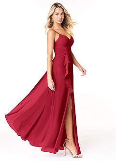 Azazie Emerald Final Sale Scarlet A-Line Ruffled Chiffon Dress image2