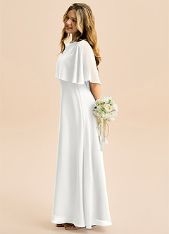 Azazie Maris Junior White A-Line Chiffon Dress image3