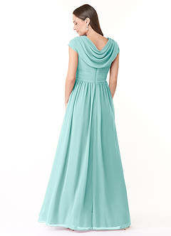 Azazie Organa Bridesmaid Dresses Aqua A-Line Pleated Chiffon Dress image2