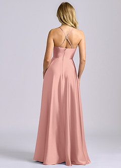 Azazie Truce Bridesmaid Dresses Rosette A-Line Stretch Satin Dress image2