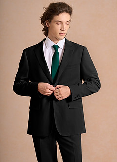 front Carter 검은색 면과 린넨 혼방 정장 재킷