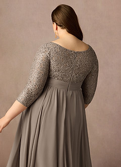 Azazie Carmena Kleider für die Brautmutter A-Linie Pailletten Chiffon Kleid Taupe image8