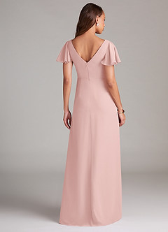 Azazie Soren Bridesmaid Dresses Powder Pink A-Line Ruched Chiffon Dress image3