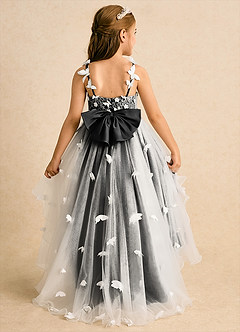 Azazie Darlina Flower Girl Dresses Ivory Black Ball-Gown Lace Tulle Dress image7
