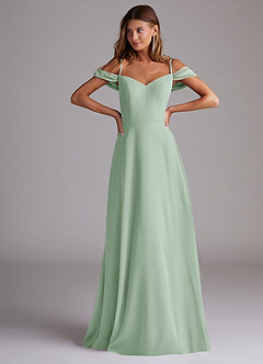 Azazie Marley Bridesmaid Dresses Agave A-Line Off the Shoulder Chiffon Convertible Dress image4