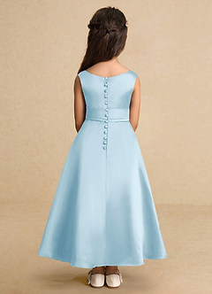 Azazie Lindy Flower Girl Dresses Sky Blue A-Line Pleated Matte Satin Dress image7